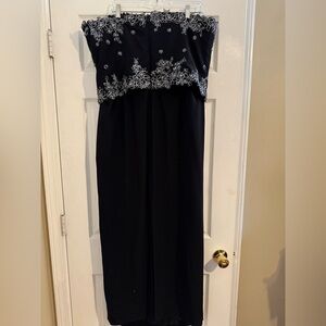 Montage by Mon Cheri Black Strapless Dress with Silver Embroidery